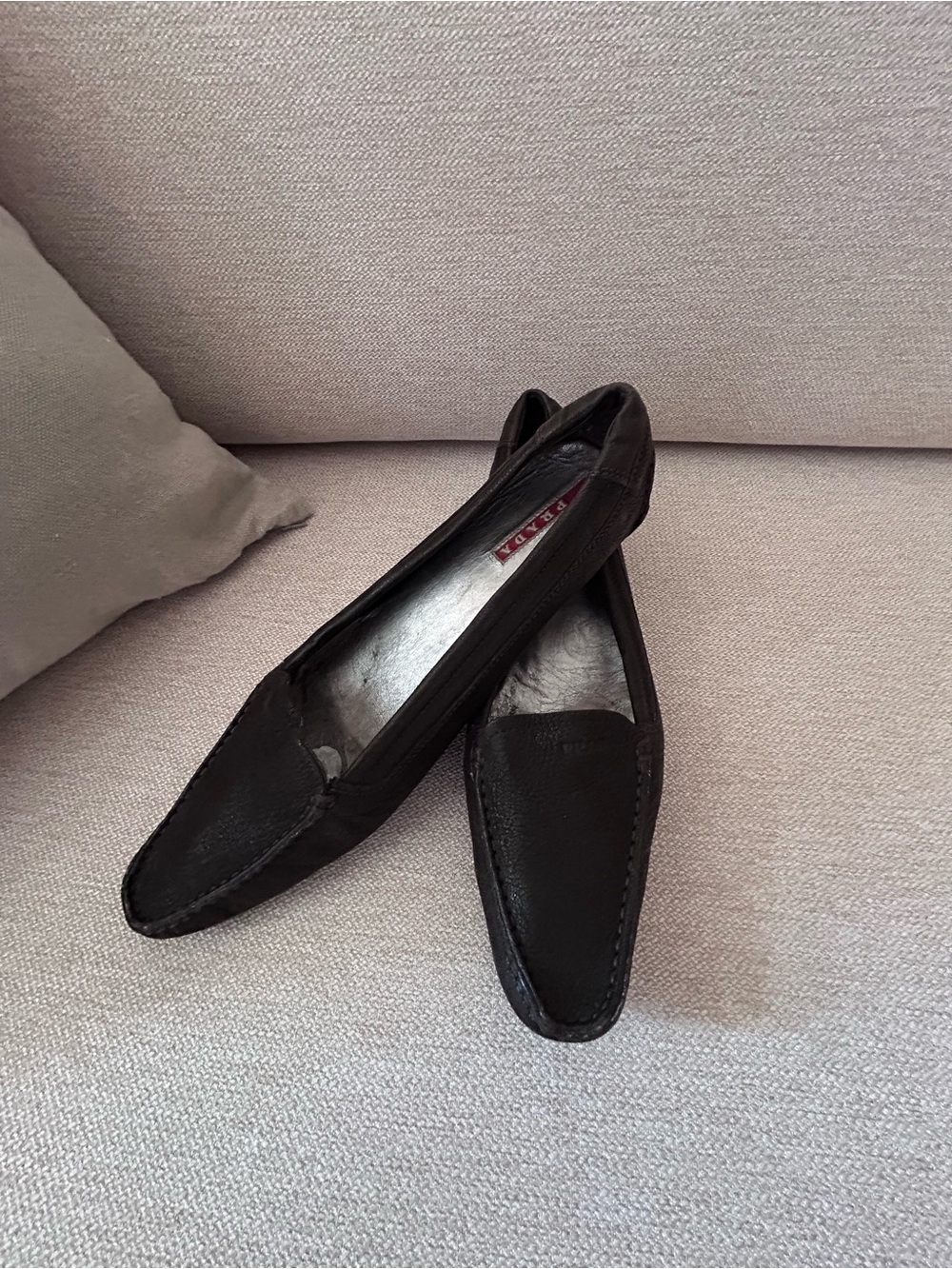 Dark Brown Leather Prada Slip-On Loafers size 37